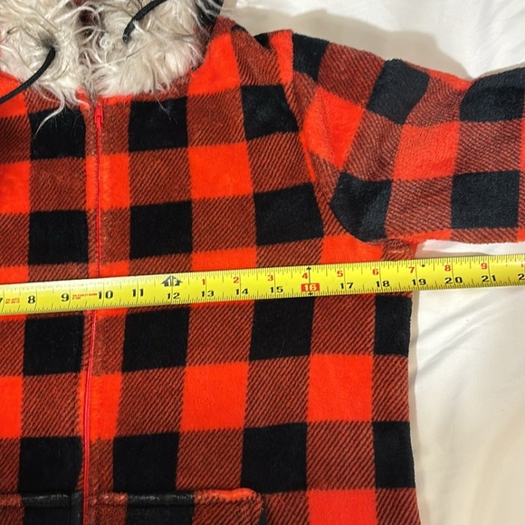 Holiday Time Red & Black Onesie Buffalo Plaid One Piece Pajamas - size M - Picture 9 of 11